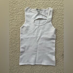 White Ribbed Tank Top